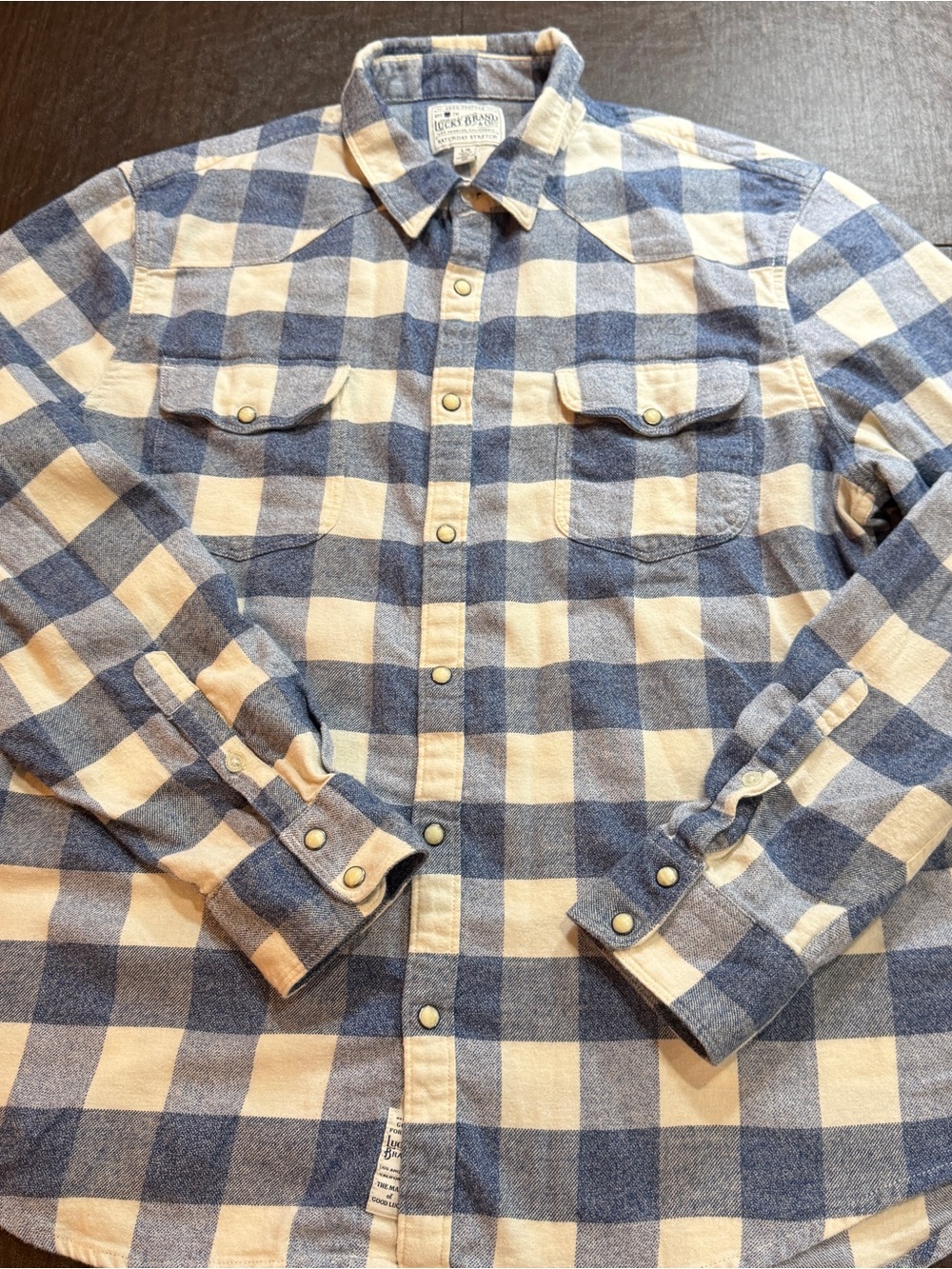 Lucky Brand Men's Western Pearl Snap Flannel Shirt Sz L